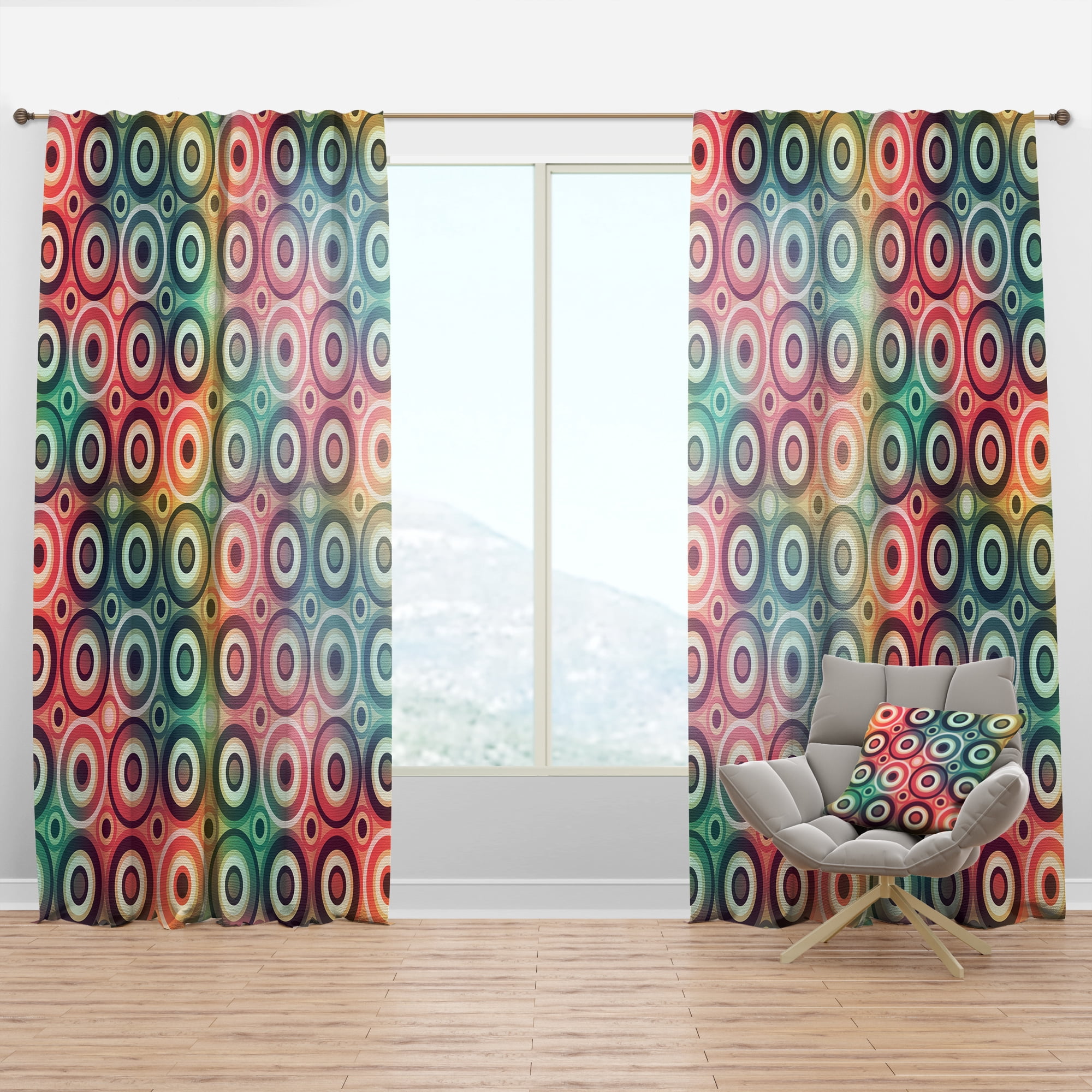 Designart 'Colorful Circular Dance VIII' Modern & Contemporary Curtain Panel