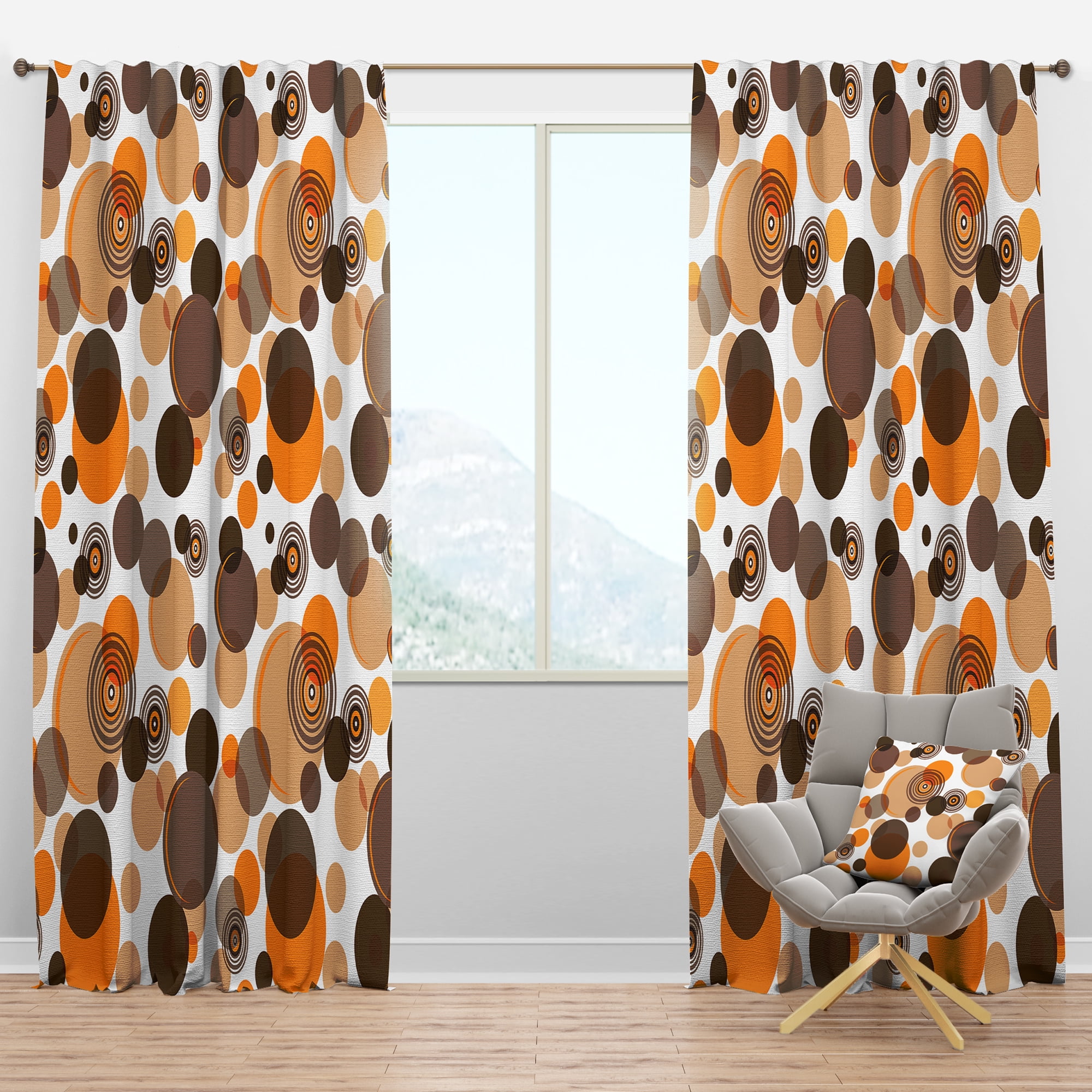 Designart 'Colorful Circular Dance X' Mid-Century Modern Blackout Curtain Panel