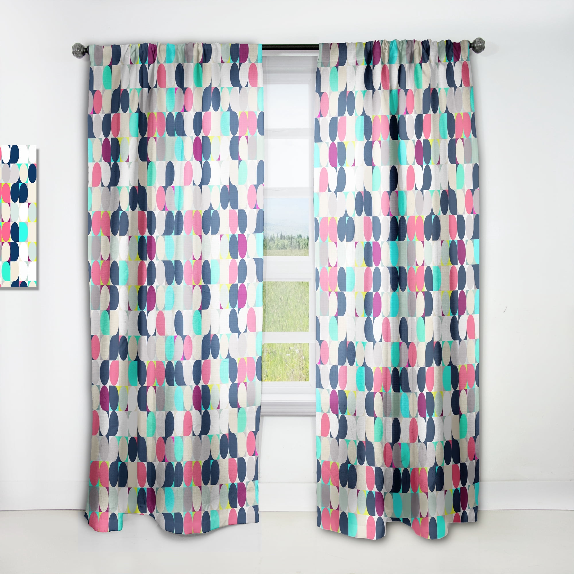 Designart 'Colorful Circular Dance XI' Mid-Century Modern Curtain Panel