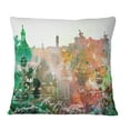 thumbnail image 1 of Designart Colorful City Watercolor - Landscape Printed Throw Pillow - 16x16, 1 of 1