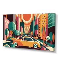 Designart Colorful Cityscape Cars I Canvas Wall Art