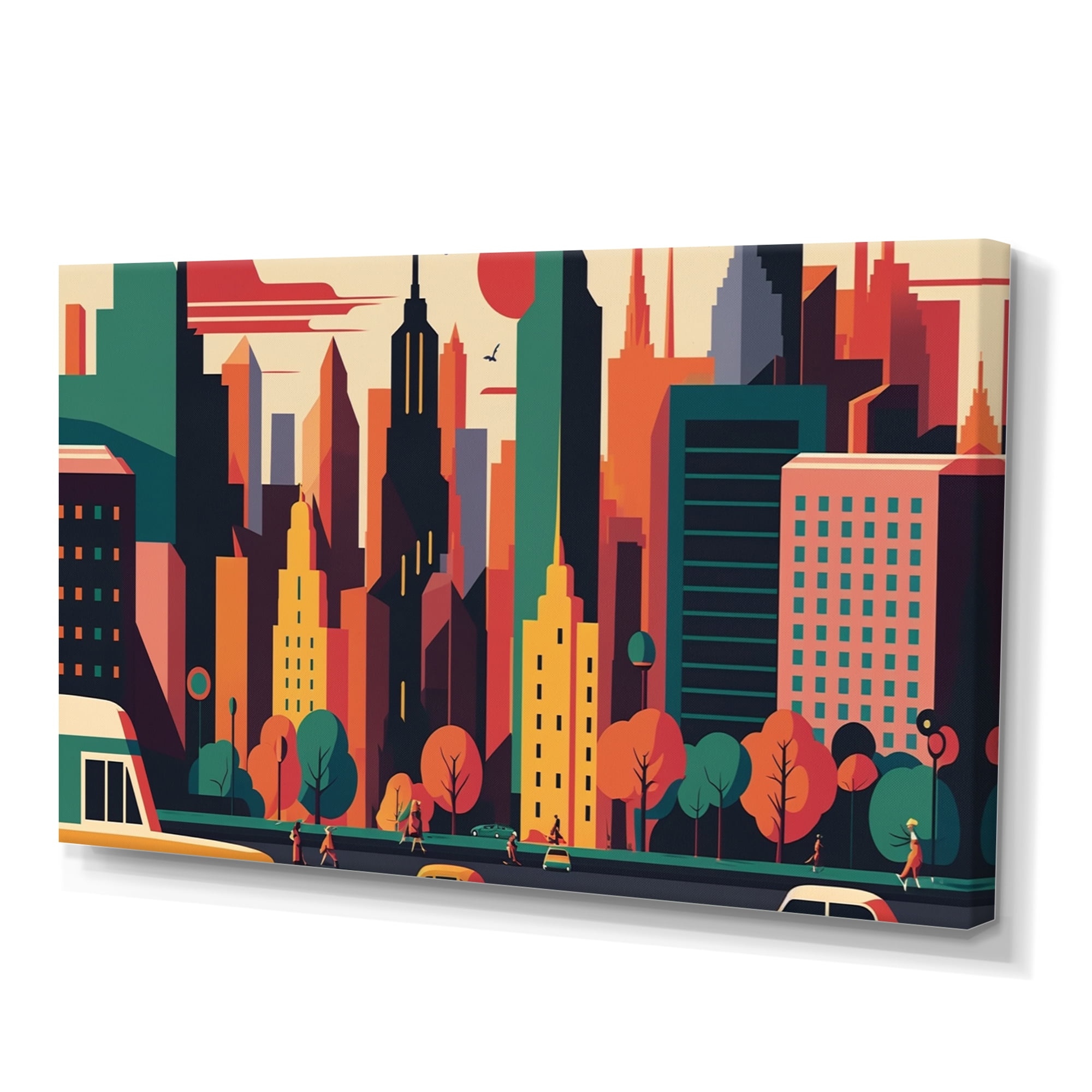 Designart Colorful Cityscape I Canvas Wall Art