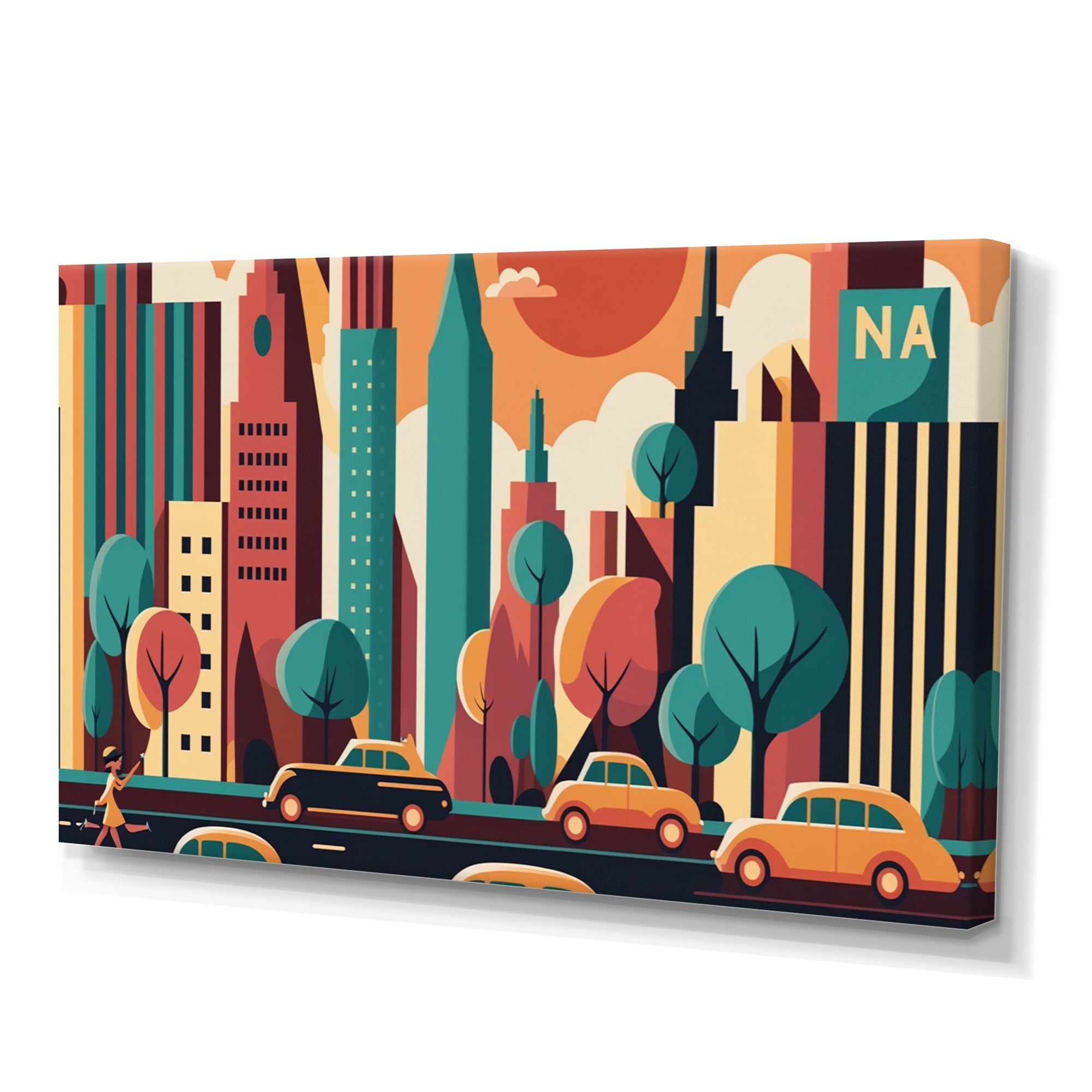 Designart Colorful Cityscape III Canvas Wall Art