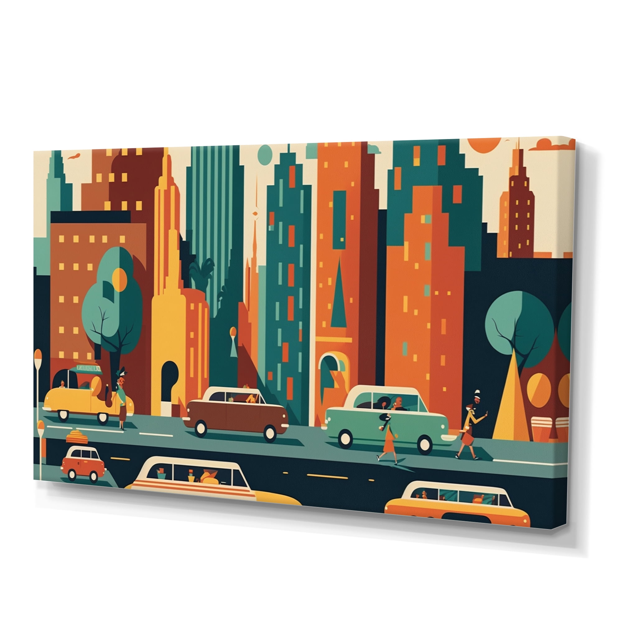 Designart Colorful Cityscape V Canvas Wall Art