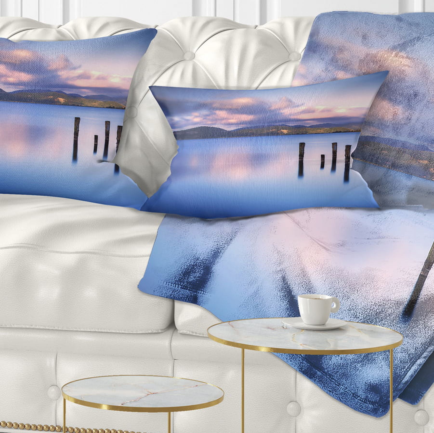 Designart Colorful Clouds at Sunset - Seascape Throw Pillow - 12x20