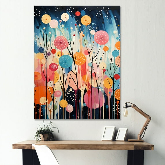 Designart "Colorful Contrasts Mid Century Modern Art III" Abstract Canvas Wall Art