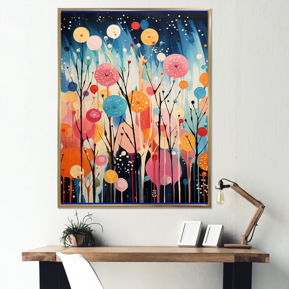 Designart "Colorful Contrasts Mid Century Modern Art III" Abstract Floater Framed Canvas Wall Art