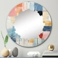 thumbnail image 1 of Designart "Colorful Contrasts Pink and Blue Mid Century" Abstract Round Wall Mirror - Mid-century Oval Printed Decorative Oversized Mirror - Multiple Color Options, 1 of 4