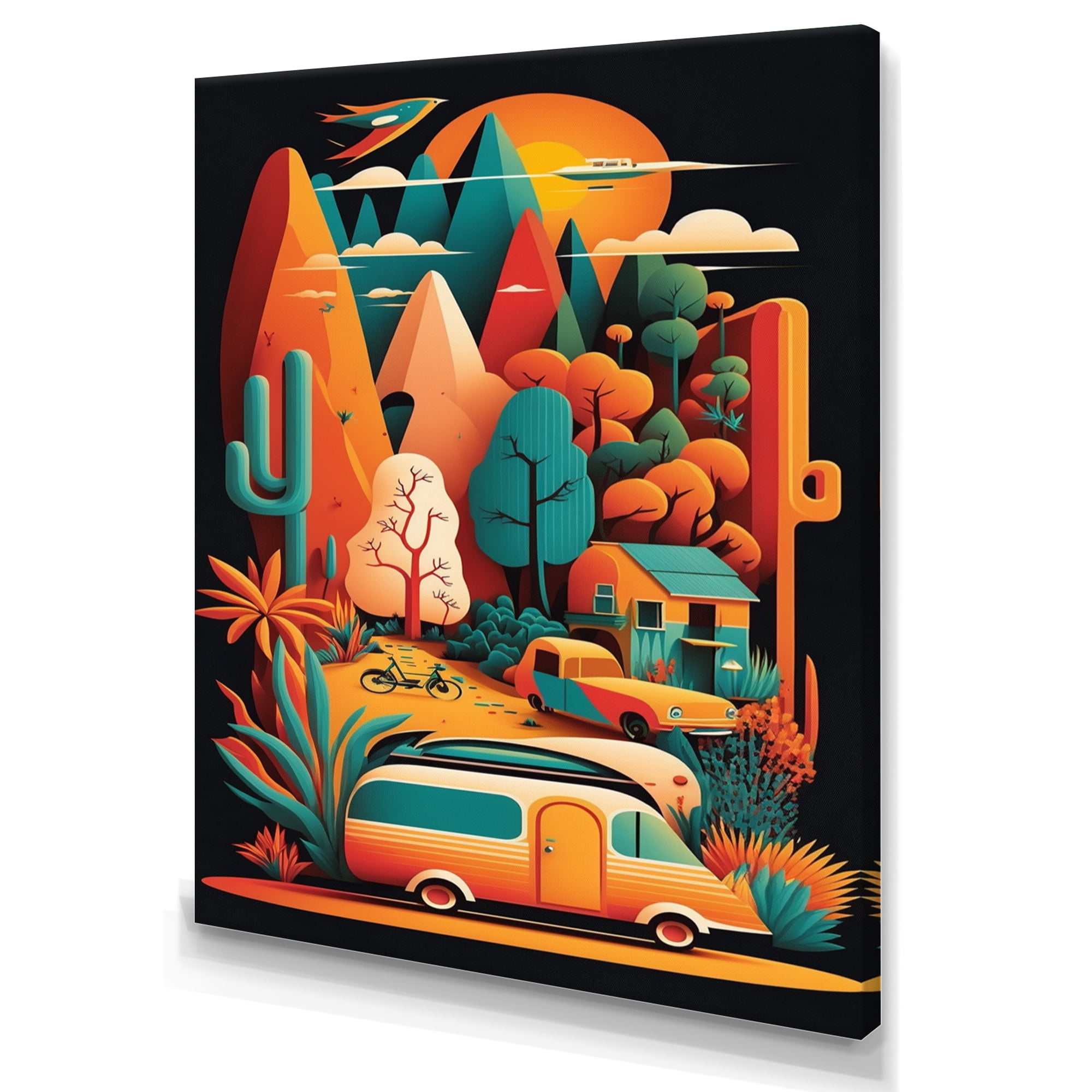 Designart Colorful Cottage Landscape Canvas Wall Art