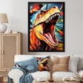 thumbnail image 1 of Designart "Colorful Cubist T-Rex II" Animals Framed Wall Art - Modern Colorful Dinosaur Bedroom Framed Canvas Wall Art, 1 of 6