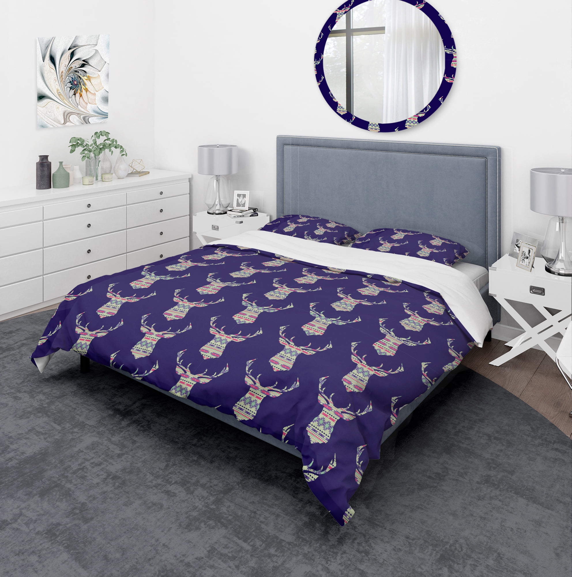 Designart 'Colorful Decorative Ethnic Pattern with Deer' Modern & Contemporary Duvet Cover Set