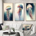thumbnail image 1 of Designart "Colorful Deepsea Jellyfish Display I" Animal Fish Framed Wall Art Set Of 3 - Blue Fish Frame Canvas Set For Living Room Decor, 1 of 6