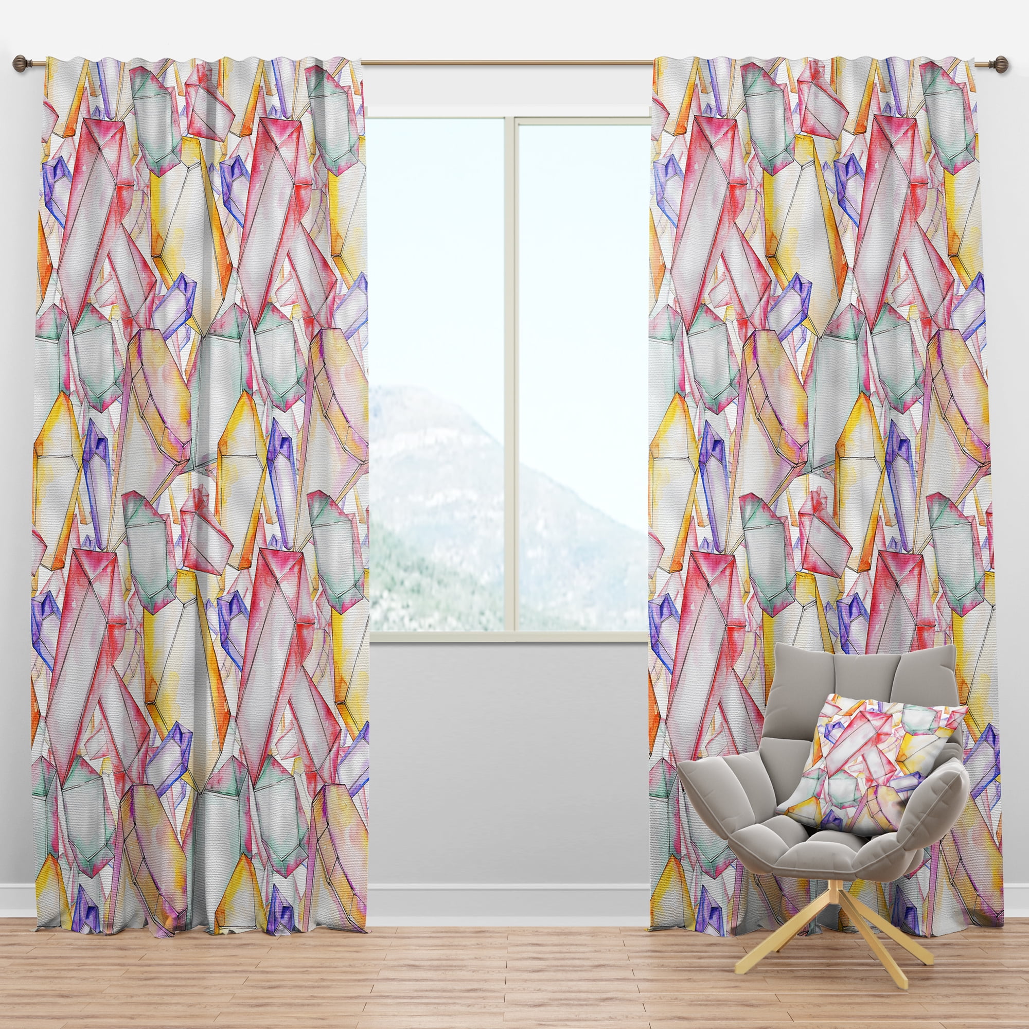 Designart 'Colorful Diamond Jewelry Rock Mineral' Modern & Contemporary Blackout Curtain Panel