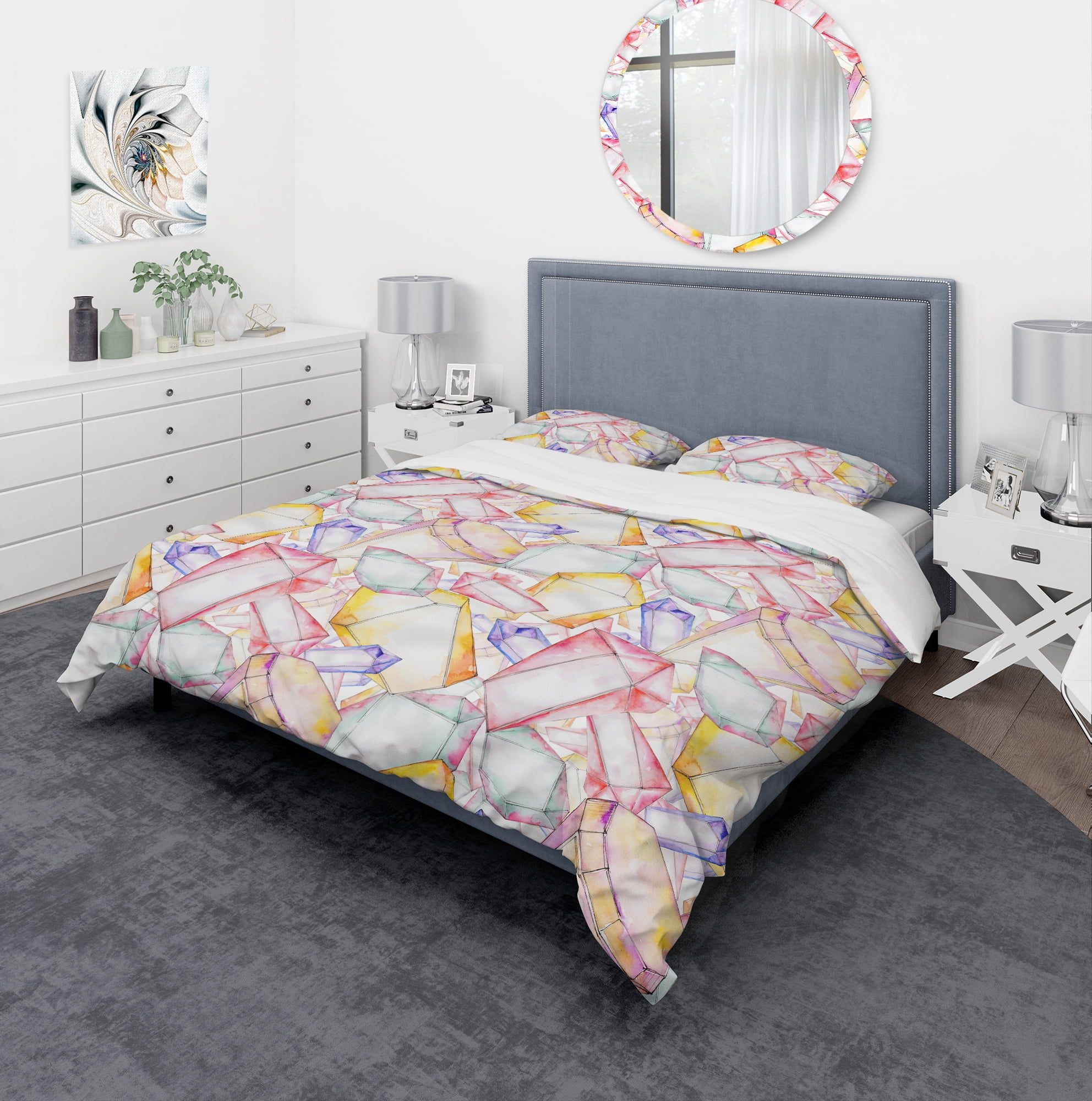 Designart 'Colorful Diamond Rock Jewelry Mineral' Modern & Contemporary Duvet Cover Set