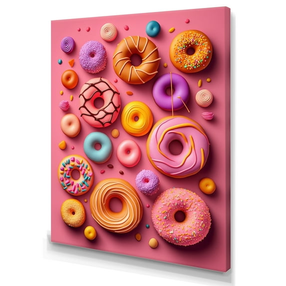 Designart Colorful Donuts Flatlay I Canvas Wall Art