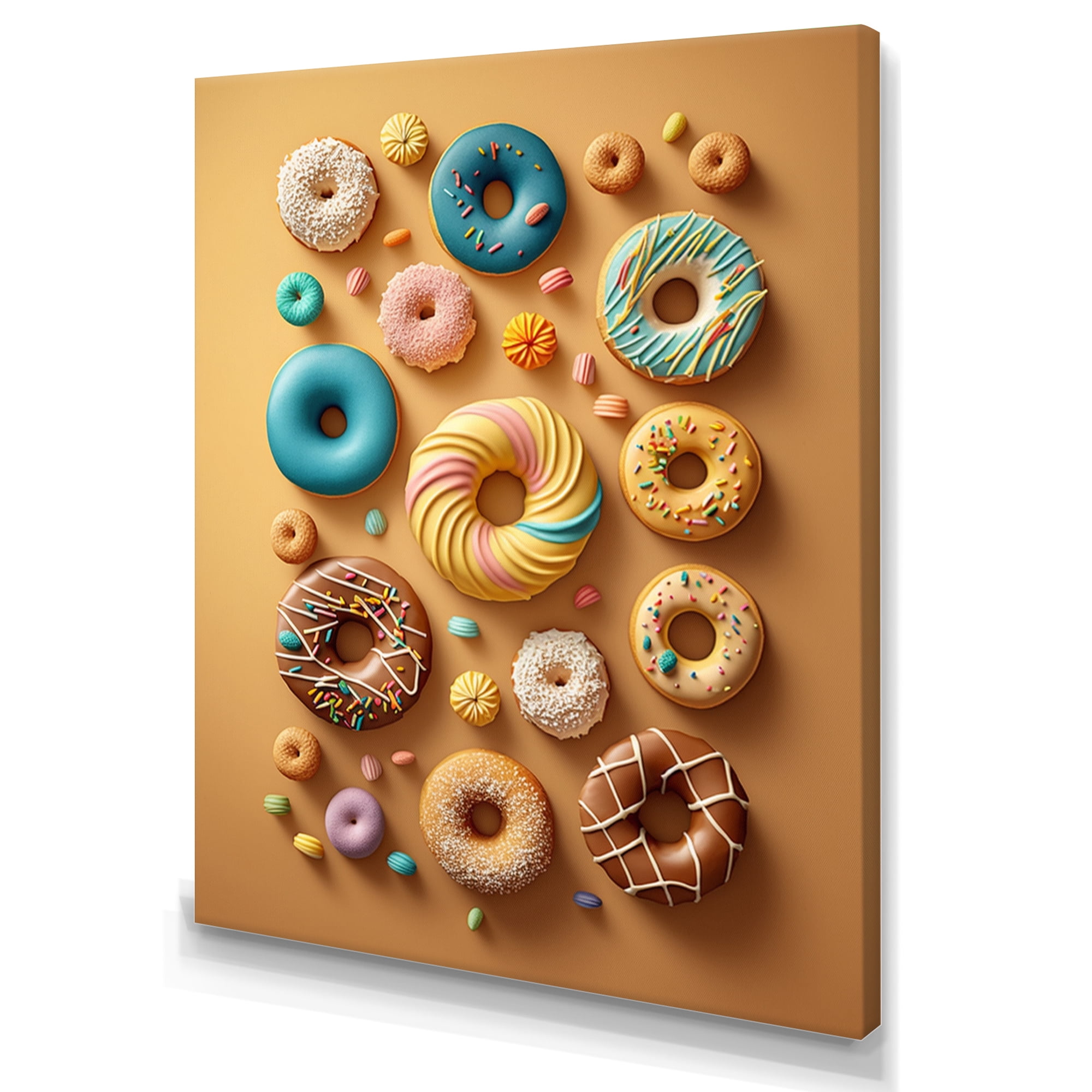Designart Colorful Donuts Flatlay II Canvas Wall Art