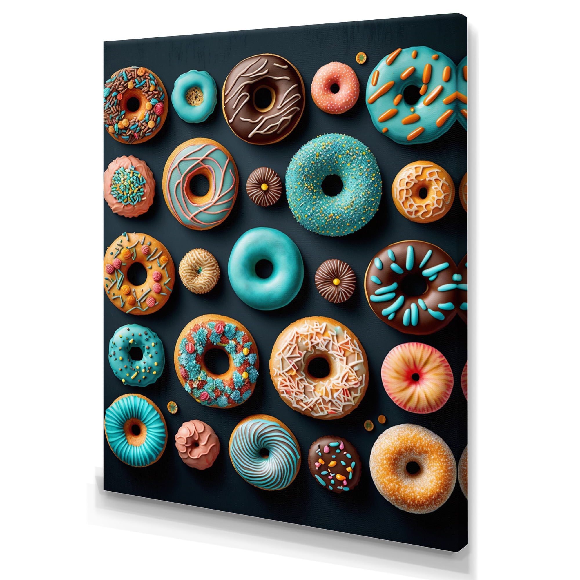 Designart Colorful Donuts Flatlay III Canvas Wall Art