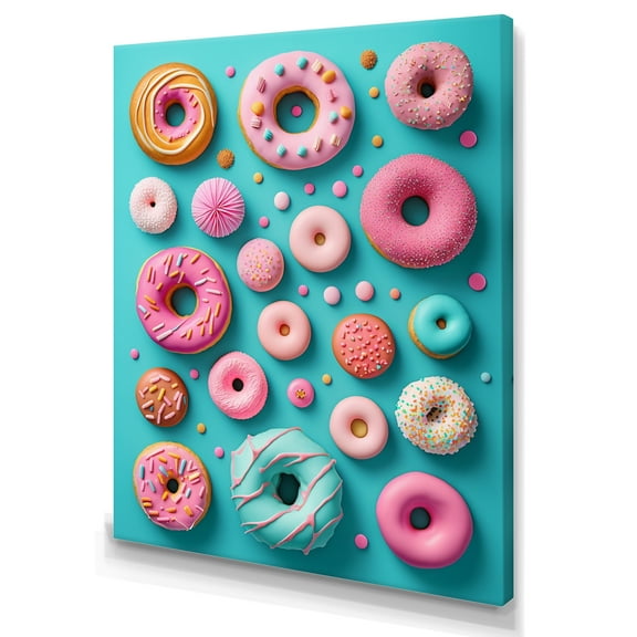 Designart Colorful Donuts Flatlay IV Canvas Wall Art