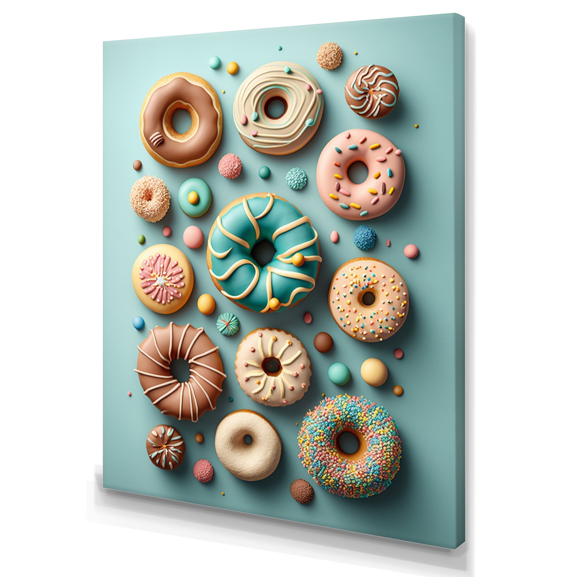 Designart Colorful Donuts Flatlay V Canvas Wall Art