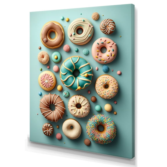 Designart Colorful Donuts Flatlay V Canvas Wall Art
