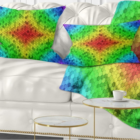Designart Colorful Elevated Hexagon Columns - Abstract Throw Pillow - 12x20