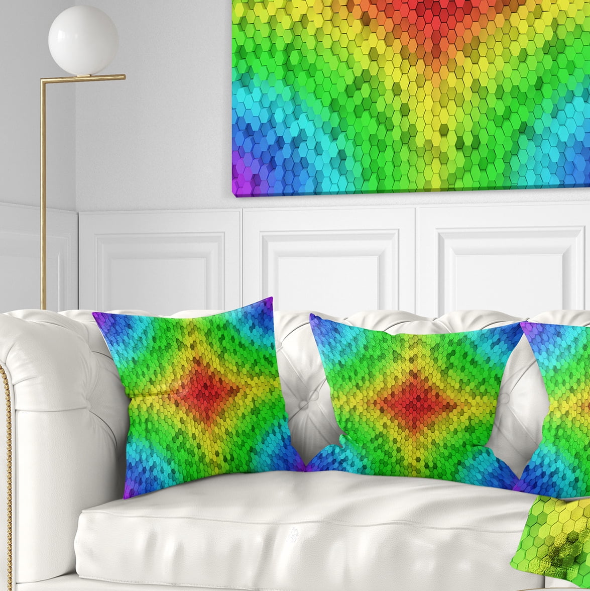 Designart Colorful Elevated Hexagon Columns - Abstract Throw Pillow - 16x16