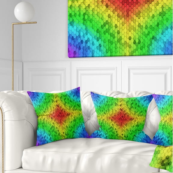 Designart Colorful Elevated Hexagon Columns - Abstract Throw Pillow - 18x18