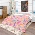 thumbnail image 1 of Designart 'Colorful Feathers Pattern' Southwestern Duvet Cover Set, 1 of 4