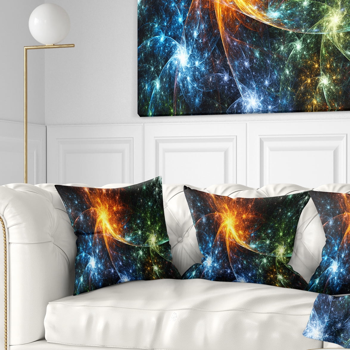 Designart Colorful Fireworks with Stars - Abstract Throw Pillow - 16x16