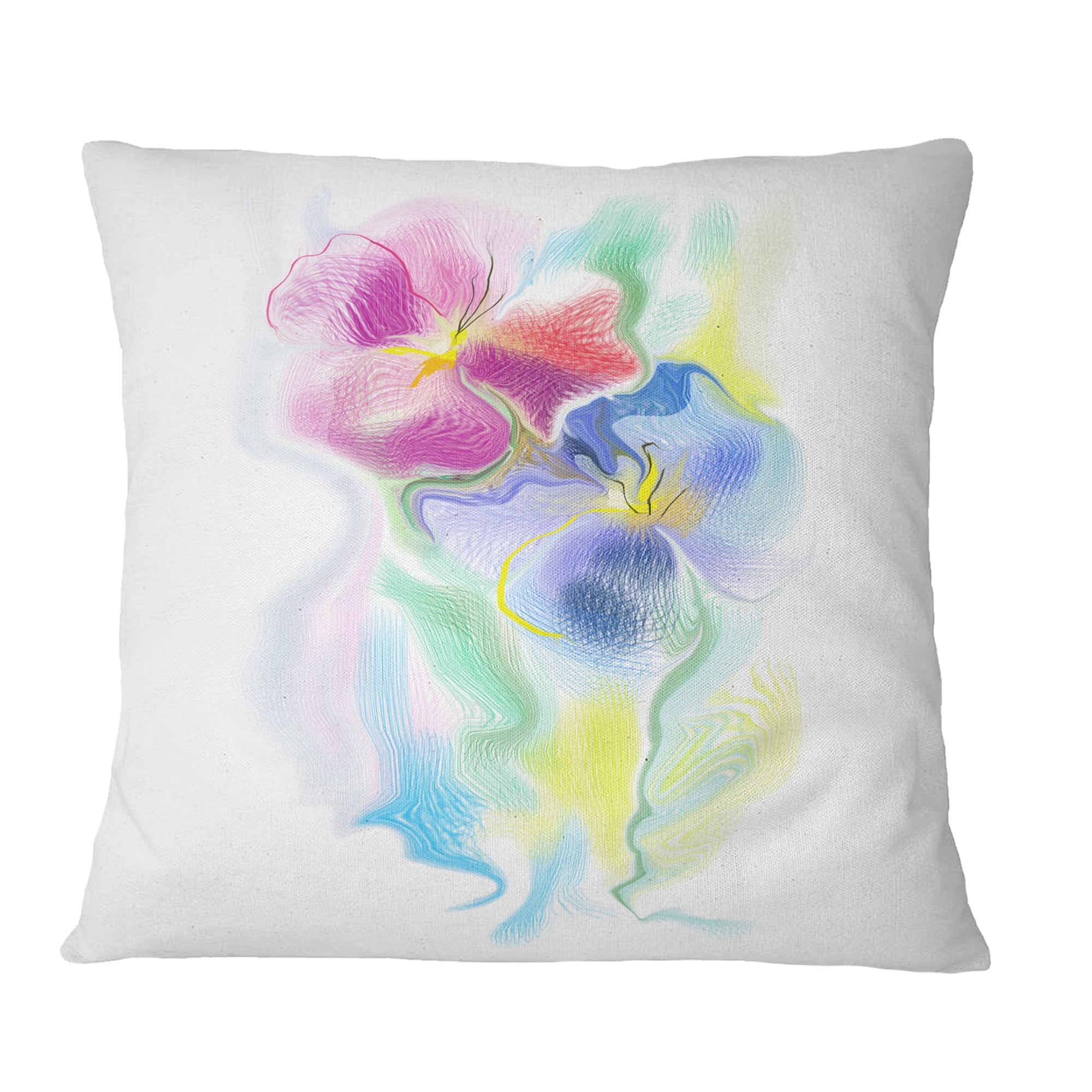 Designart Colorful Floral Watercolor Sketch - Floral Throw Pillow - 18x18