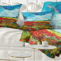 Designart Colorful Flower Fields - Landscape Painting Throw Pillow - 12x20