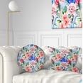 thumbnail image 1 of Designart Colorful Flowers and Birds Watercolor - Flower Throw Pillow - 12x20, 1 of 5