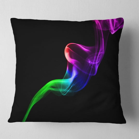 Designart Colorful Fractal Fire Design on Black - Abstract Throw Pillow - 16x16
