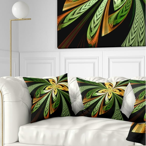Designart Colorful Fractal Flower Pattern - Abstract Throw Pillow - 18x18