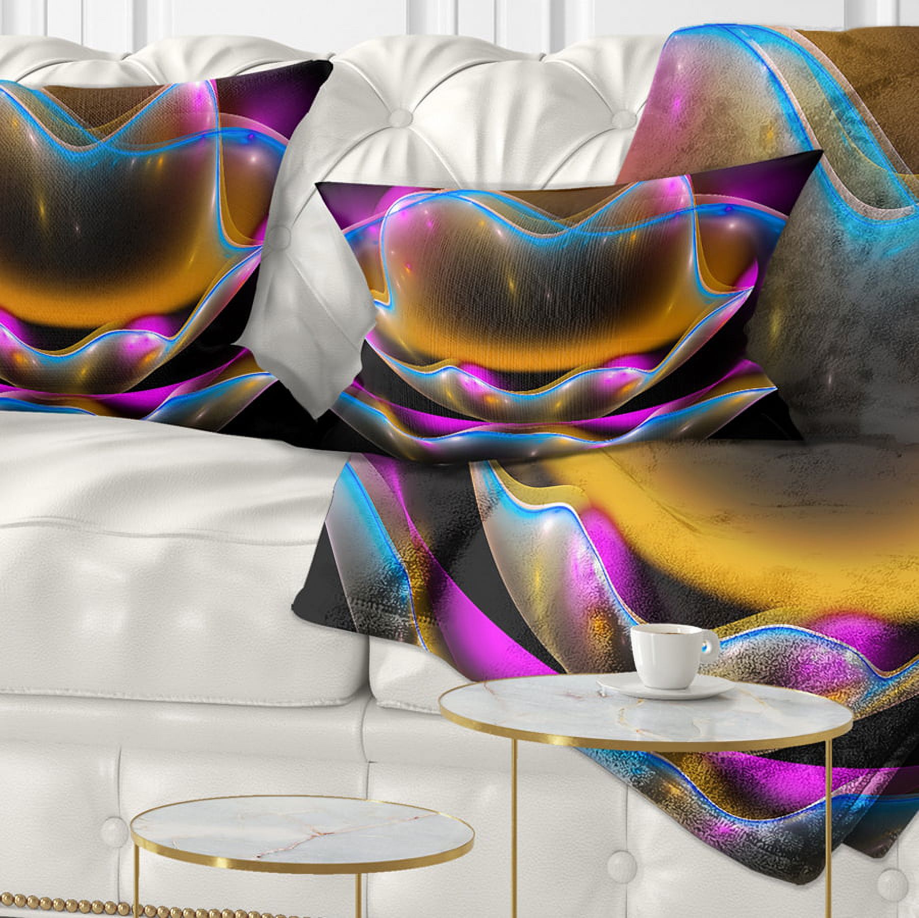 Designart Colorful Fractal Flower in Dark - Floral Throw Pillow - 12x20