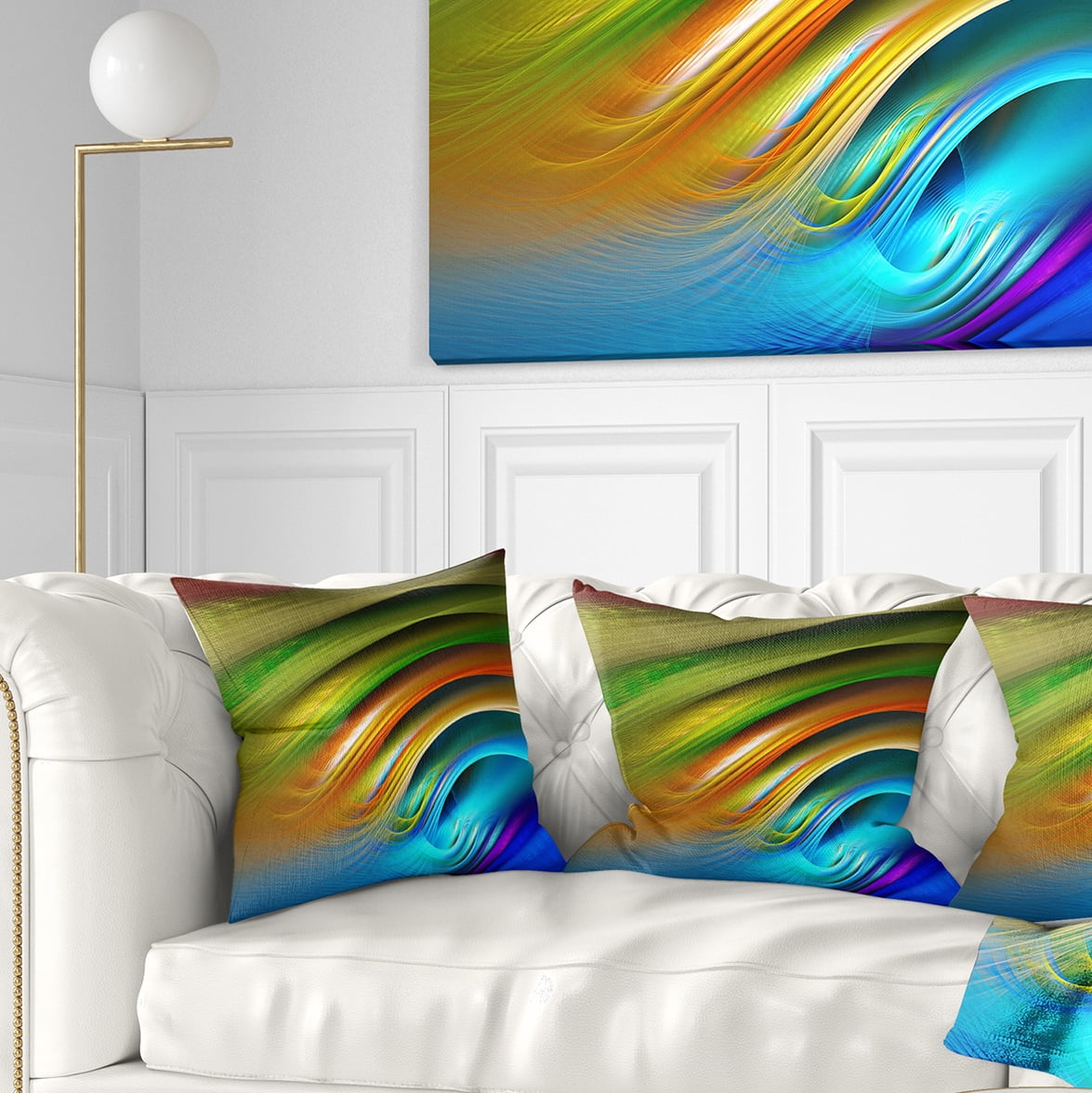 Designart Colorful Fractal Water Ripples - Abstract Throw Pillow - 16x16