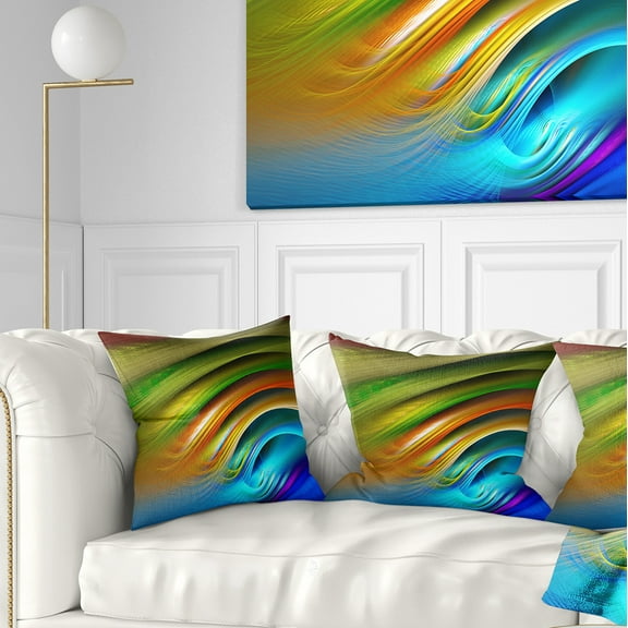 Designart Colorful Fractal Water Ripples - Abstract Throw Pillow - 18x18