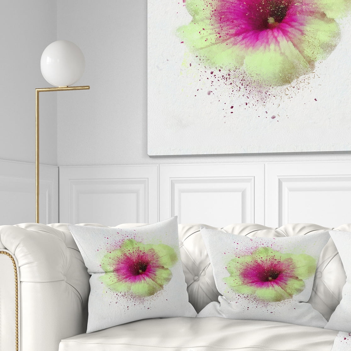 Designart Colorful Gentiana Alpina Watercolor - Floral Throw Pillow - 16x16