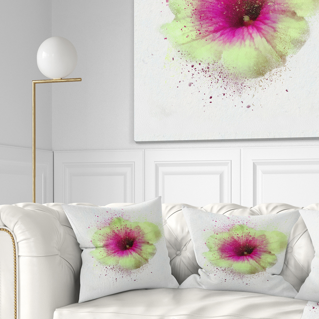 Designart Colorful Gentiana Alpina Watercolor - Floral Throw Pillow - 18x18