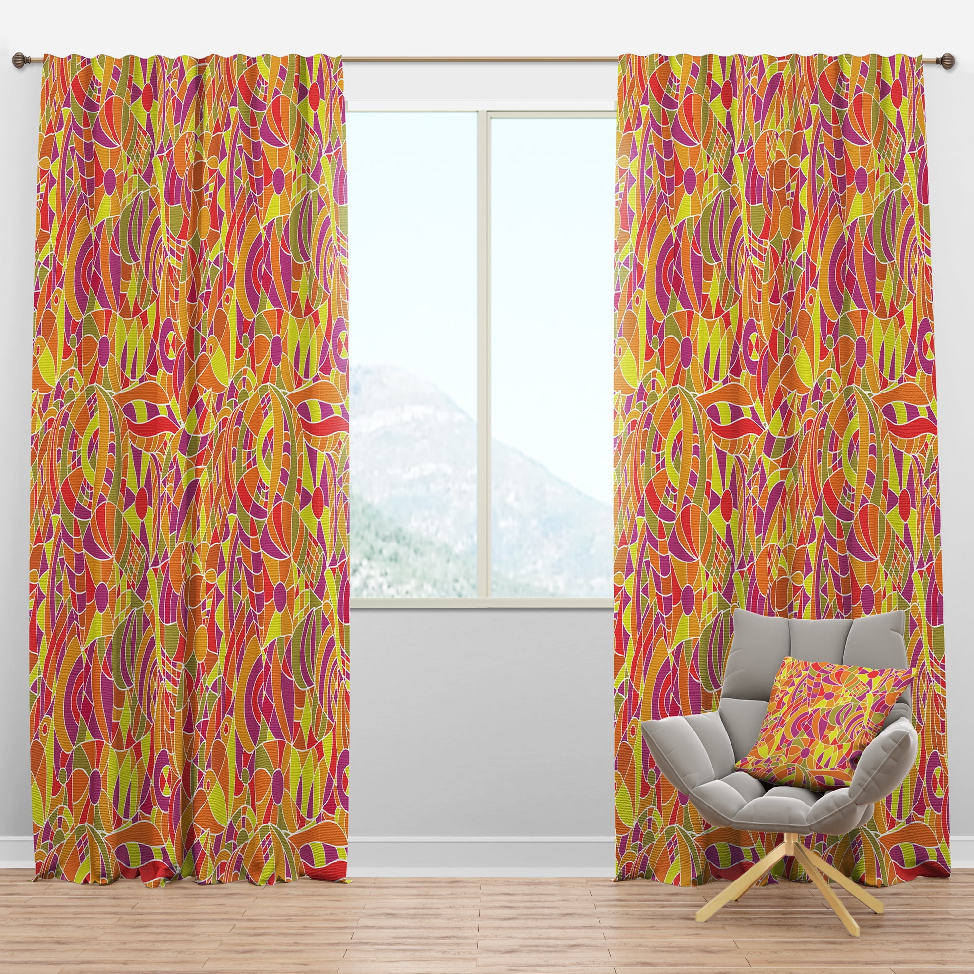 Designart 'Colorful Geomatric Pattern' Modern & Contemporary Blackout Curtain Panel