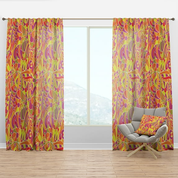 Designart 'Colorful Geomatric Pattern' Modern & Contemporary Curtain Panel