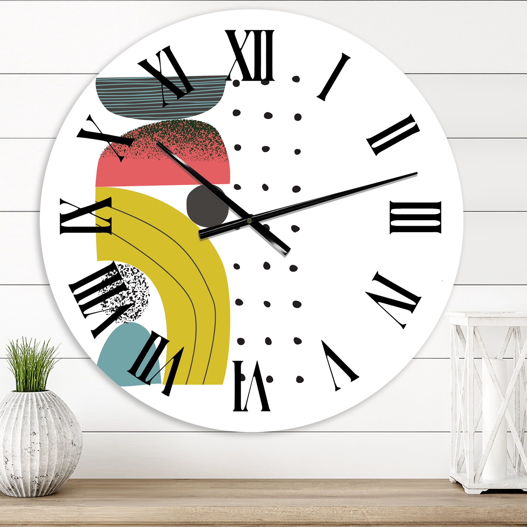 Designart 'Colorful Geometric Abstract Art Collage I' Modern Wall Clock