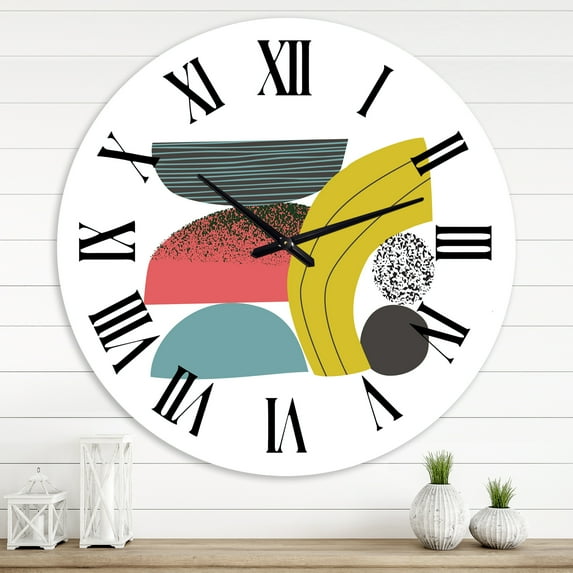 Designart 'Colorful Geometric Abstract Art Collage Ii' Modern Wall Clock
