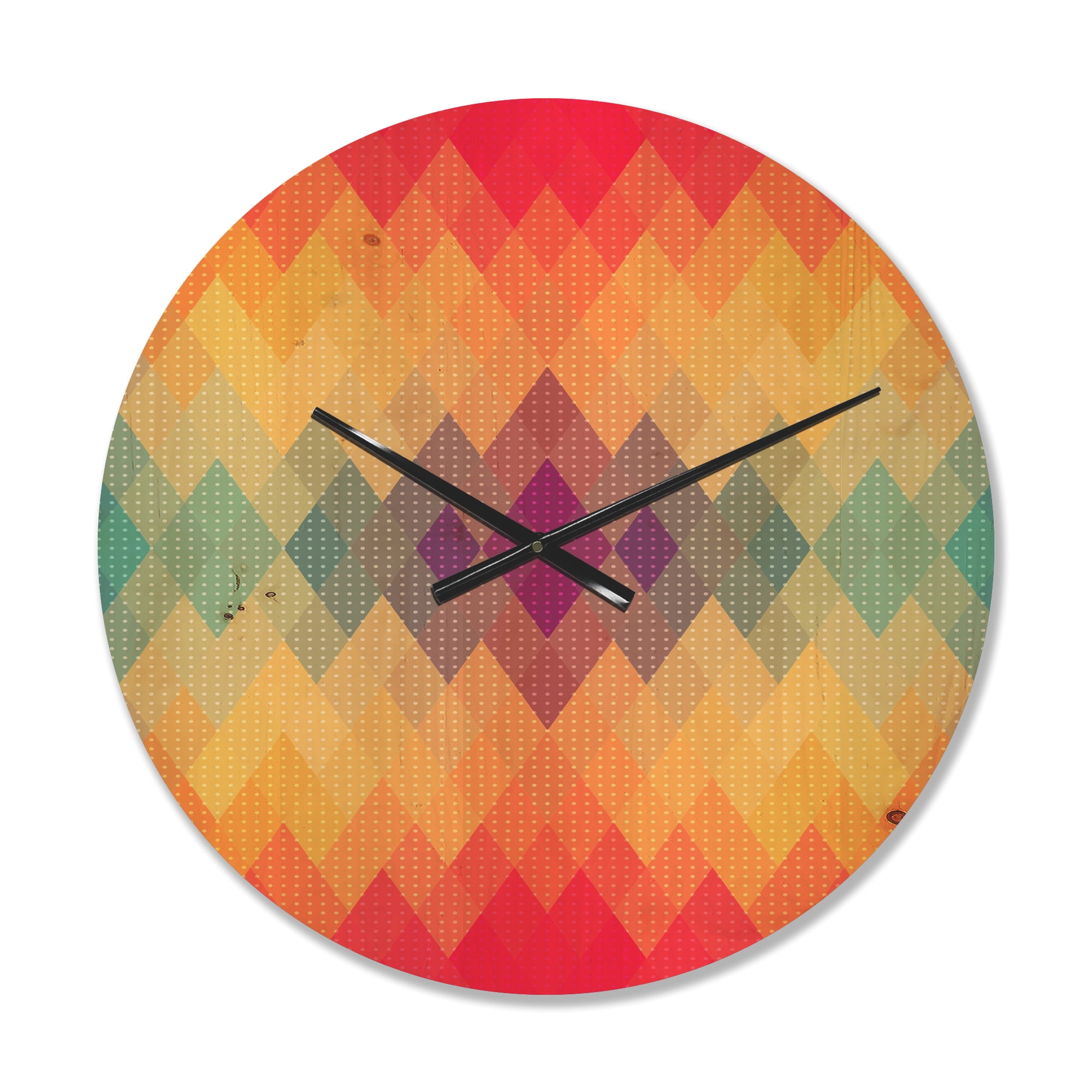 Designart 'Colorful Geometric Diamond Pattern ' Modern Wood Wall Clock