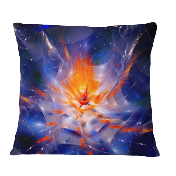 Designart Colorful Glowing Space Flower Fractal - Floral Throw Pillow - 18x18