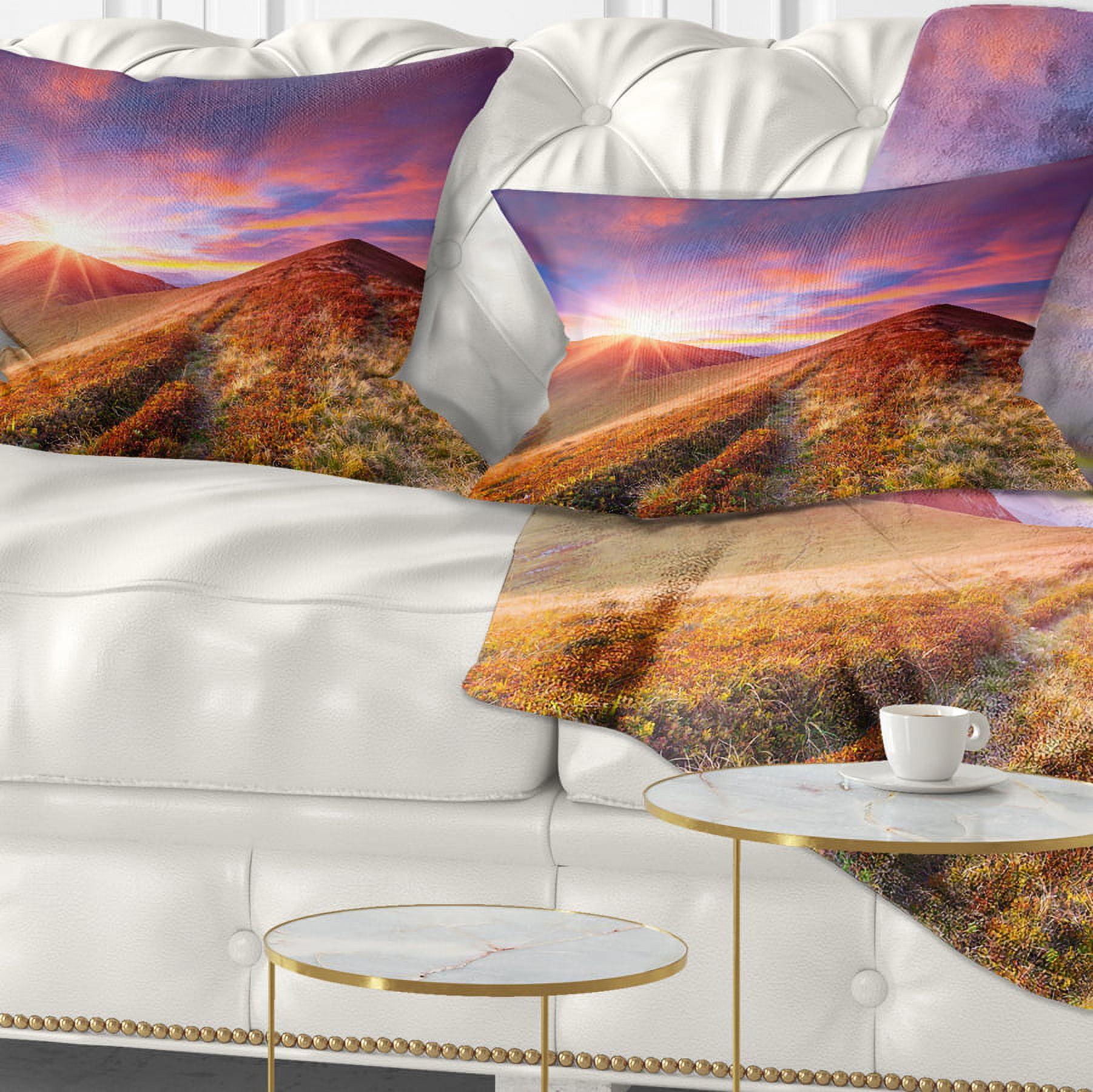 Designart Colorful Grass and Clouds - Landscape Photography Throw Pillow - 12x20