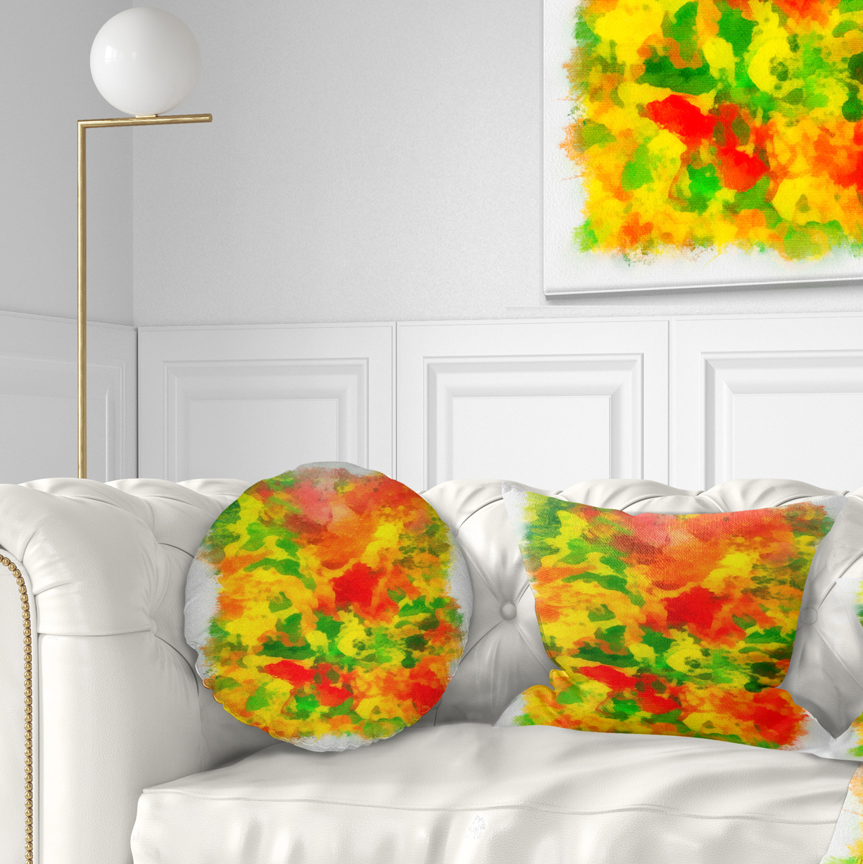 Designart Colorful Hand drawn Floral Background - Flower Throw Pillow - 12x20