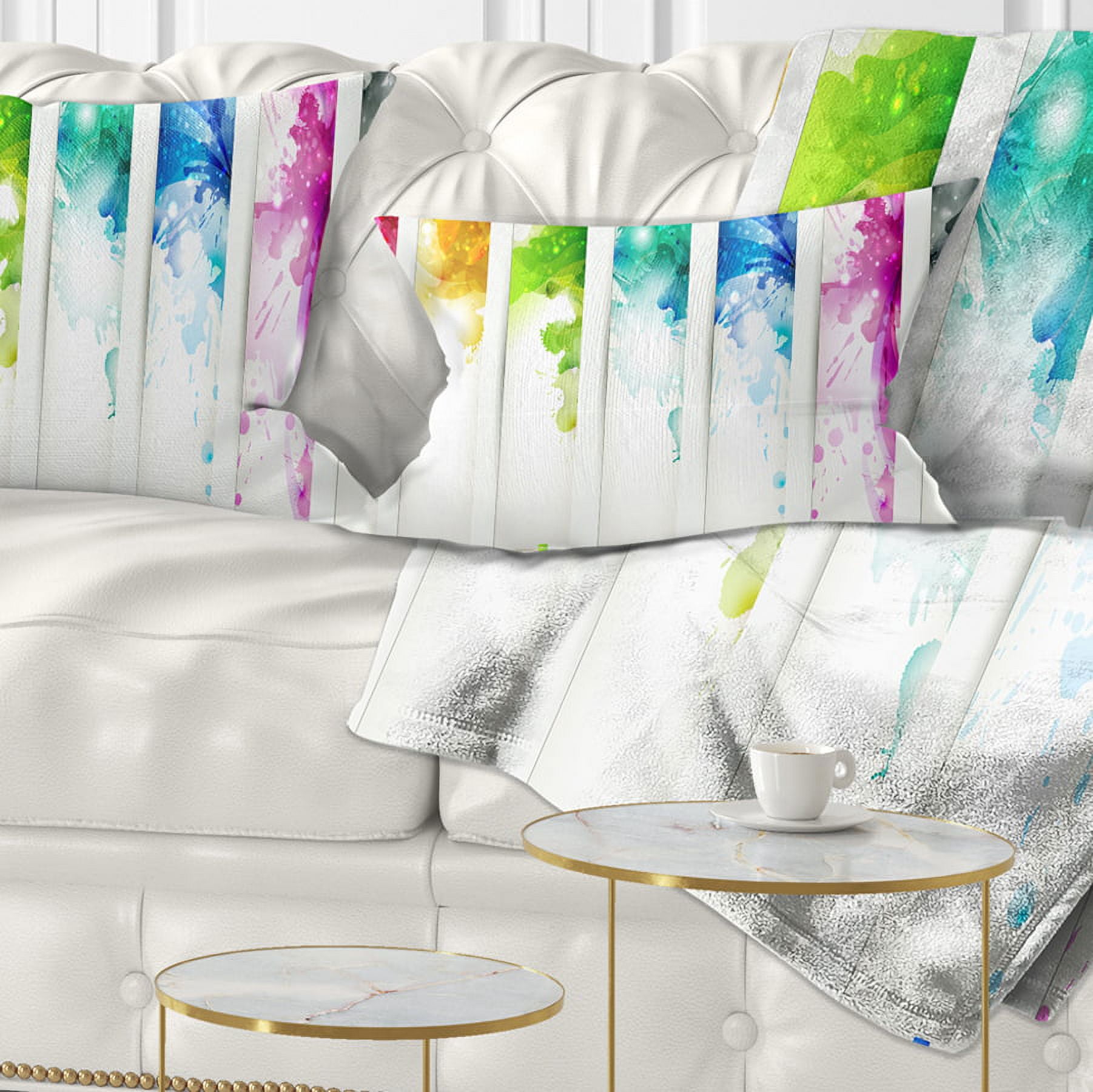 Designart Colorful Headers with Blots - Abstract Throw Pillow - 12x20