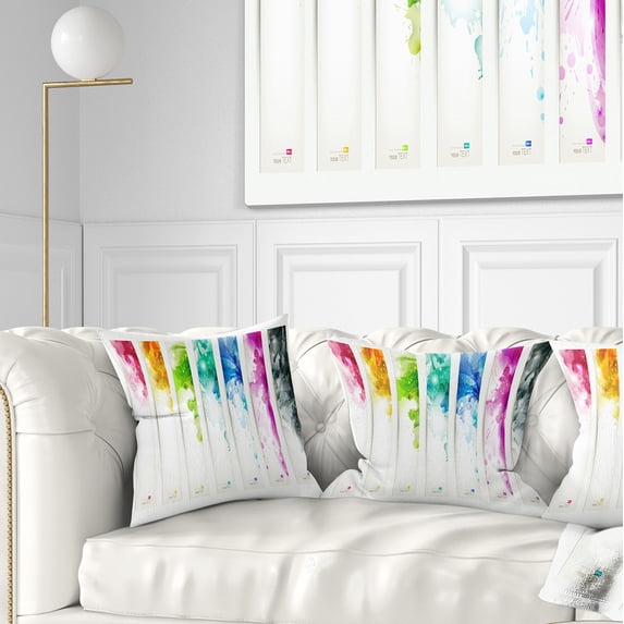 Designart Colorful Headers with Blots - Abstract Throw Pillow - 16x16