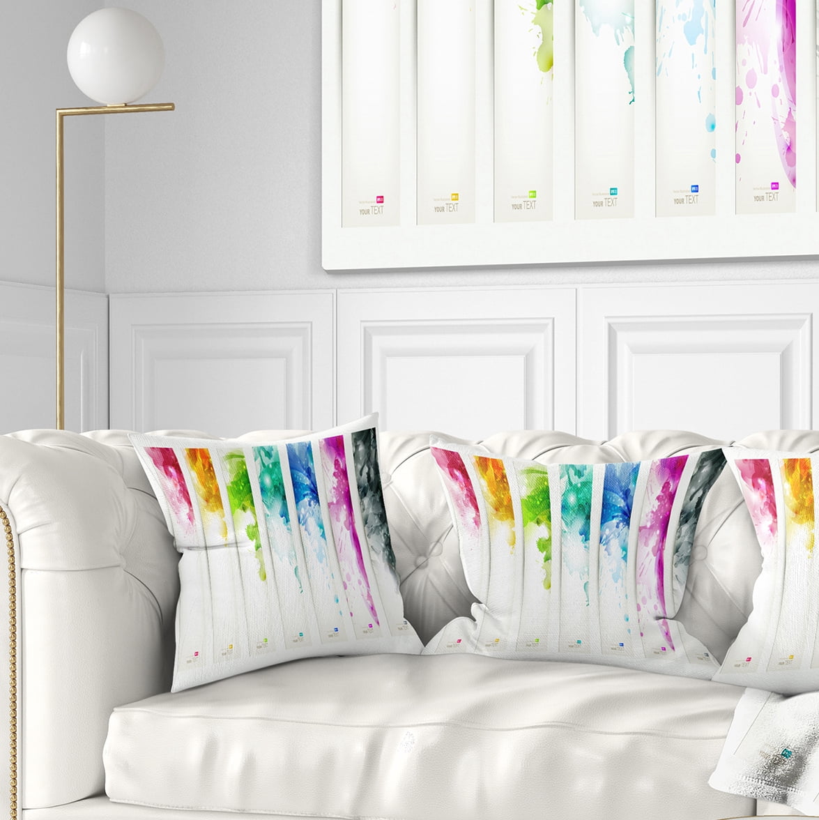 Designart Colorful Headers with Blots - Abstract Throw Pillow - 18x18